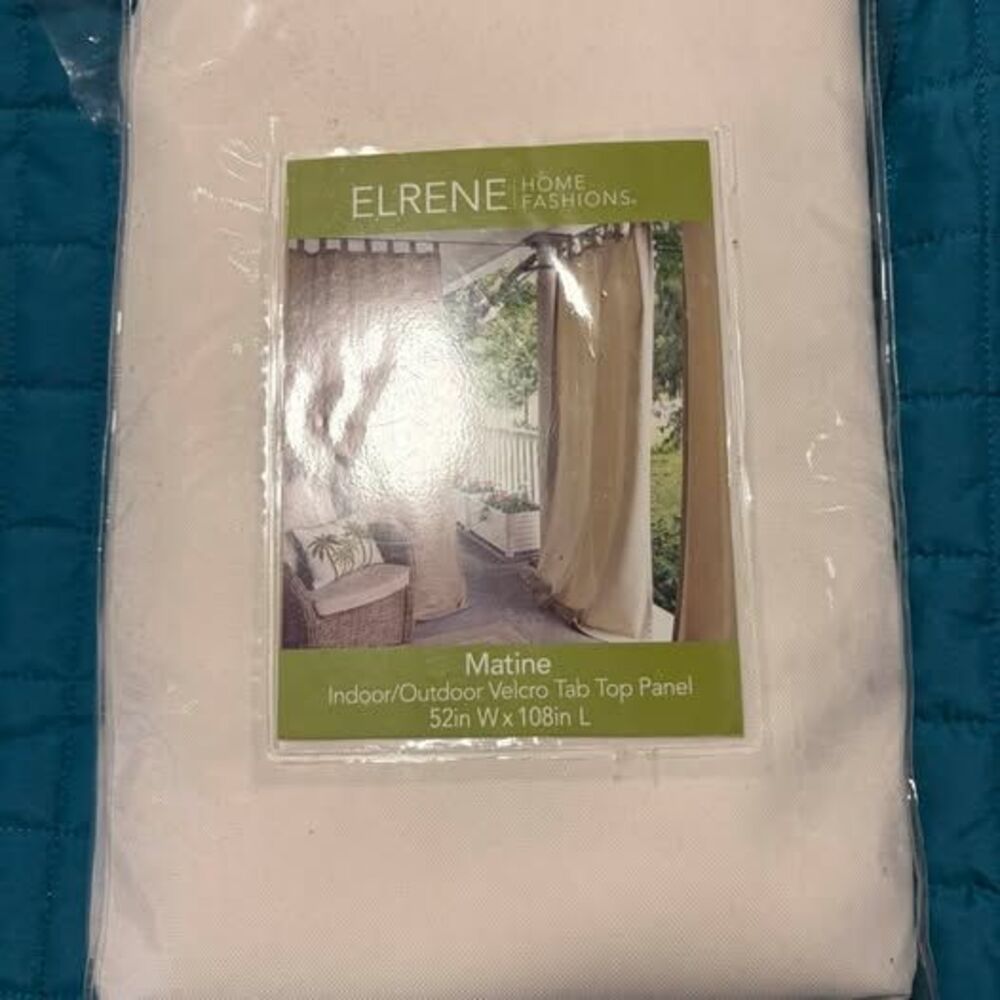 Elrene Home Fashions Matine Indoor/Outdoor Velcro Tab Top Panel 52in W x 108in L